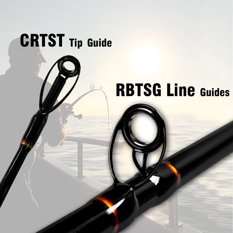 Fiblink Portable Saltwater Offshore Heavy 3-Piece Travel Graphite Baitcasting Fishing Poles Casting Boat Jigging Trolling Conventional Rods with Rod Case Bag (3-Piece 6' Heavy) - Image 3